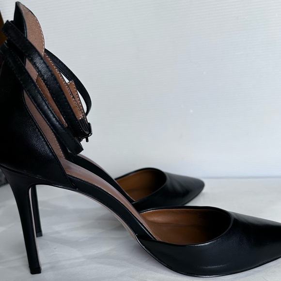 Halston LONDON Womens Sz 9M BLACK SHEEP NAPPALeather STILETO High Heel Ankle Str - Picture 9 of 14